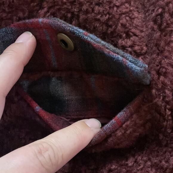 Pendleton womens medium red burgundy zip up jacket schaket warm cozy fall plaid - Picture 8 of 13